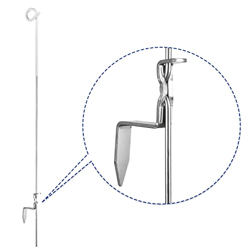 Fence Shock 30 Pack 41 Inches Systems Pig Tail Step-in Fence Post, Portable Stainless Steel Single Rope Poles/Stakes for Electric Fence, Garden, Farm, Flower Beds, Walkways, Fountains - White - color: White