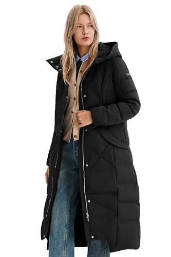 Orolay Women's Long Maxi Down Coat with Hood - 700 Fill Power RDS Certified Winter Puffer Jacket - color: Black, size: X-Small