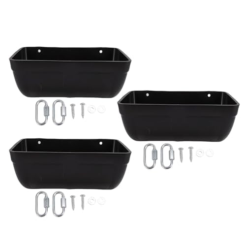 Pssopp Plastic Hanging Chicken Feeder, Large Capacity Design Thickened Plastic Waste Prevention Hanging Poultry Feeder Trough for Livestock (Black) - color: Black