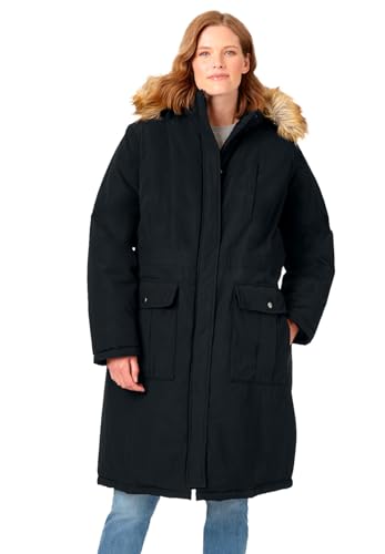 Woman Within Plus Size The Arctic Parka In Extra Long Length - color: Black, size: 30-32