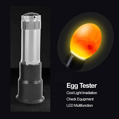 SUNGOOYUE Egg Candler Tester, Metal and Plastic LED Cool Light Egg Tester, Detachable Cone Spot Light, Battery Powered for Quail Duck Goose Chicken Eggs, Incubator Use (Silver) - color: Silver
