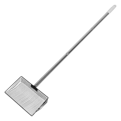 ARTIBETTER Metal Chicken Coop Waste Scoop with Long Handle for Farm Manure Removal and Livestock Stall Cleaning, Wide Litter Tray Sifter Shovel for Poultry, Cattle, Goat, and Sheep Waste
