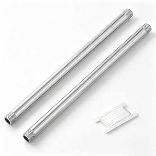 TAISHER 2Pcs Stainless Steel Pipe Fittings, 3/8" NPT x 3/8" NPT Male Threaded, 12" Length Nipple Cast Pipe - size: 3/8" MNPT 2pcs