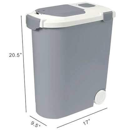 Ashfield & Harkness: Airtight Pet Food Storage Container - 30lbs/36 Qt, Grey - Lightweight Bin, Measuring Scoop, Snap Latch, Dogs-Cats-Animal Supplies - color: Grey, size: 30 lbs
