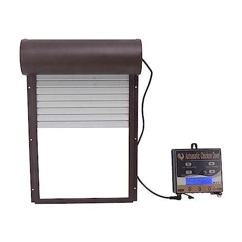 Automatic Solar Powered Chicken Coop Door Durable Light Sensor Remote Control for Poultry Farmers 14.7x9.7in (Brown) - color: Brown