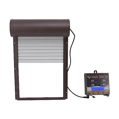Automatic Solar Powered Chicken Coop Door Durable Light Sensor Remote Control for Poultry Farmers 14.7x9.7in (Brown) - color: Brown