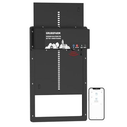 Automatic Chicken Coop Door - Programmable with App Timer, Solar/Battery/Grid Powered, Multi Anti-Pinch - Resistance Detection & Motion Sensor, Plug & Play Electric Door, Weatherproof