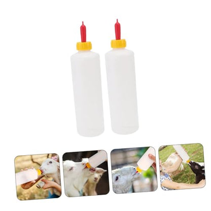 2sets Calf and Lamb Milk Feeding Bottles Durable Containers for Small Animal Nursing for Daily Farm Use with Replacement Nipples - size: 25.00X6.20X6.20CM
