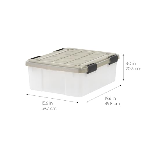 IRIS USA 27 Qt Storage Bins with Gasket Seal Lid, 3 Pack - BPA-Free, Heavy Duty Moving Containers Tight Latch, Weather Proof Tote, WEATHERPRO - Clear/Chrome - size: 27 Qt. - 3 Pack