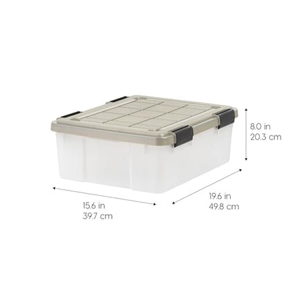 IRIS USA 27 Qt Storage Bins with Gasket Seal Lid, 3 Pack - BPA-Free, Heavy Duty Moving Containers Tight Latch, Weather Proof Tote, WEATHERPRO - Clear/Chrome - size: 27 Qt. - 3 Pack