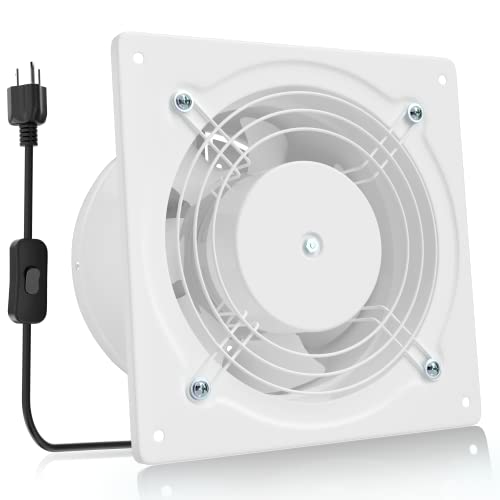 HG Power 6 Inch Exhaust Fan, 308CFM Wall Exhaust Fan for Kitchen, Metal Extractor Fan for Attic, Garage, Window Ventilation, HVAC System - color: White, size: 6 Inch(No Speed Controller)