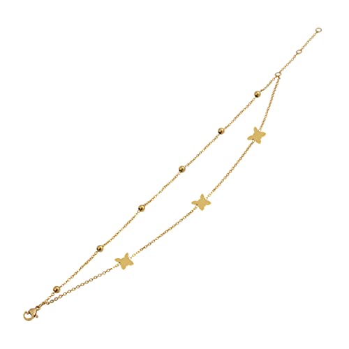 Charms Anklet Foot Bracelet for Women - color: Gold Butterfly with Chain