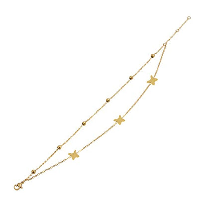 Charms Anklet Foot Bracelet for Women - color: Gold Butterfly with Chain