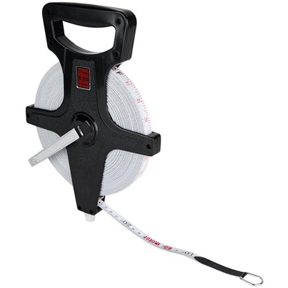 Champion Sports Open Reel Measuring Tapes – Durable Hand Crank with Metal Spike, Dual-Sided Feet & Meters, Perfect for Track & Field and Long Jump, 200 Feet/60 Meters - size: 60 m