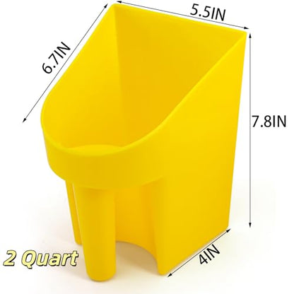 Cedilis 8 Pack Plastic Enclosed Feed Scoop, 2 Quart Heavy Duty Bird Seed Scooper with Handle, Large Scoop for Horse Chicken Goat Livestock Animal Feeding, Stackable, Durable