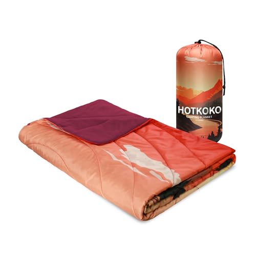 Waterproof Stadium Blanket, Fleece Camping Blanket Wearable Soft Warm Camp Blanket for Outdoor Camping, Picnic, Stadium, Sports, Beach, Car - color: Sunset River