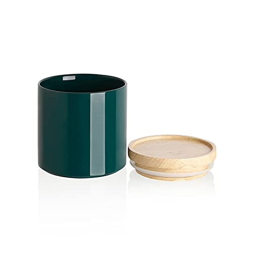 Sweejar Kitchen Canisters Ceramic Food Storage Jar, Stackable Containers with Airtight Seal Wooden Lid for Serving Coffee Bean, Flour, Tea, Spice and More - 39 Fl Oz (Jade) - color: Jade, style: 39 Fl Oz (5.2"x5.5")