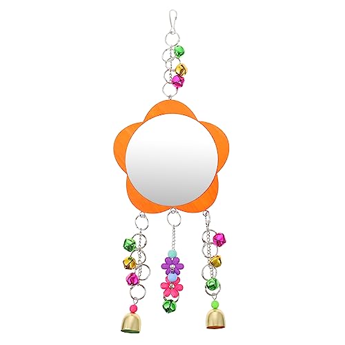 1Pc Chicken Mirror with Bells Hanging Mirror for Pet Birds for Cages and Easy to Install Chicken Coop Accessory
