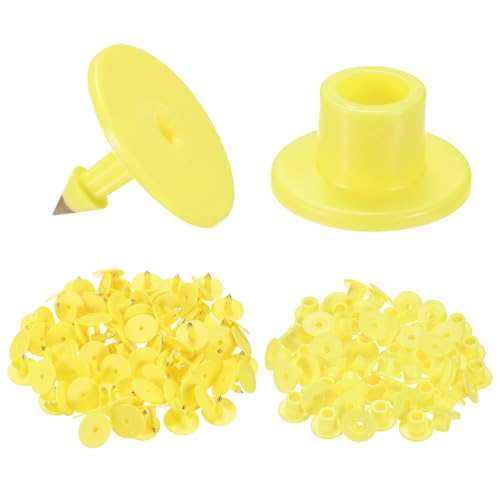 M METERXITY 50-Pack Cattle Ear Tags, Plastic Round Blank Livestock Ear Tags for Cows/Sheep/Cattle/Pig, Farm Animal Identification Markers [Yellow] - color: Yellow
