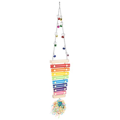 Chicken Xylophone Toy,Hens Parrots Hanging Wooden Pecking Xylophone with Bell Coop Chicken Pecking Toys Chicken Swing Ladder Toys