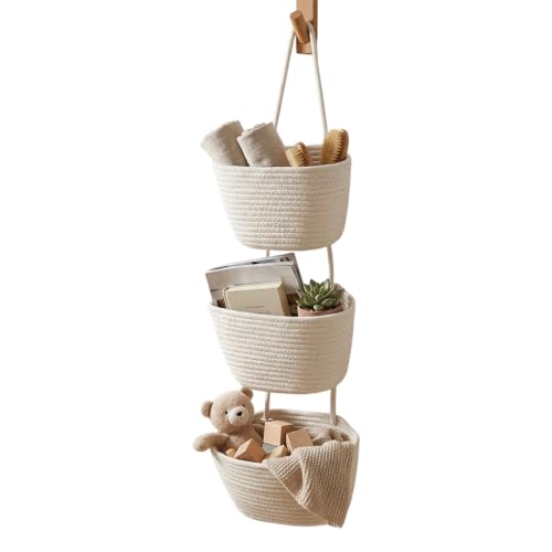 2026 New 3-Tier Cotton Door Basket Organizer, Hand-Woven Over-Door Storage for Bathroom Kitchen (D) - color: D