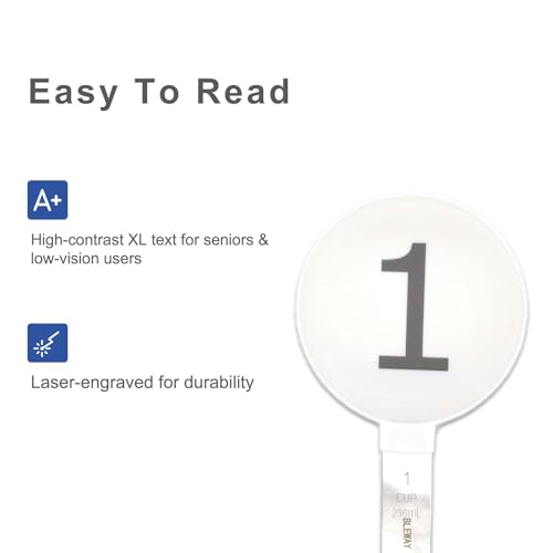 Easy to Read Measuring Cups & Spoons Set for Visually Impaired, Stackable Cups and Spoons, Nesting Measure Cups with Stainless Steel Handle (White) - color: White