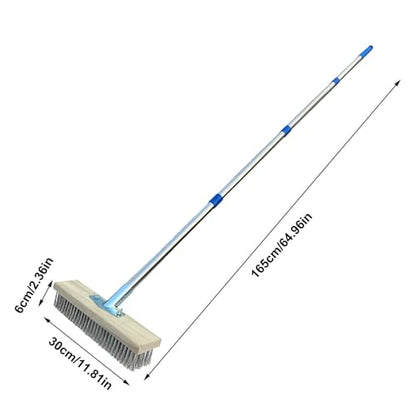 Stainless Steel Wire Scrub Brush with Long Handle, 63'' Heavy Duty Stiff Metal Bristle Scrubber Broom, Moss Remover Wire Cleaning Brushes, for Rough SurfaceConcrete Floor Patio Garden Garage - size: 30 cm