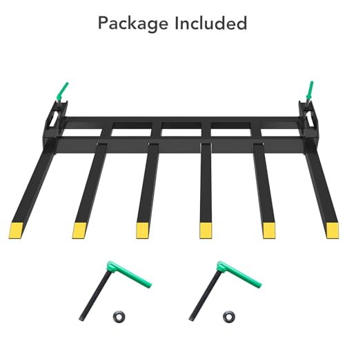 Clamp On Debris Forks 60" Bucket, 4000 lbs Capacity Heavy Duty Clamp On Pallet Forks Bucket Attachments, Fit for Loader Bucket Skidsteer Tractor - size: 60 inch Debris Forks2