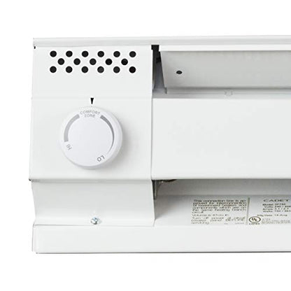 Cadet Single Pole Built-In Thermostat Kit for Cadet Electric Baseboard Heaters (Model: BTF1W, Part: 08732), 22 Amp, 240/208/120 Volt, White