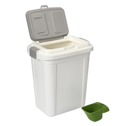 Ashfield & Harkness Airtight Pet Food Storage Container, up to 20 Lbs/ 23 Qt for Dog Cat Bird and Other Pet Food Storage, Easy Acces Including Scoup, Easy Access, Lightweight Keeps Pet Food Fresh - color: White, size: 20 lbs