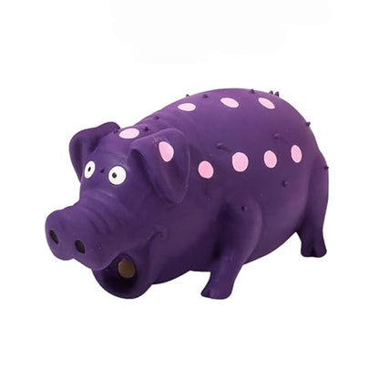 Dog Squeak Toy with Oinking Sounds, Pig Squeaky Dog Toy Latex Polka Dot Squeaky Pig Dogs Toys Rubber Chew Toys for Small, Medium and Large Dogs (Purple, L) - color: Purple, size: L