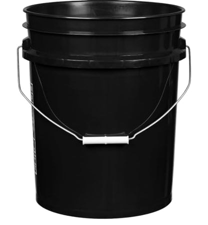 House Naturals 5 Gallon Food Grade Made in USA Plastic Bucket with Screw On Air Tight Double Gasket lid, (Pack of 3) (Black Buckets-White lids)