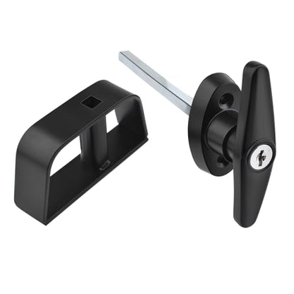 Shed Door Hardware Kit- Includes Hinges, Latches, and T-Handle Lock, Door and Window Hinge Set for Shed, Gate, Barn, Playhouse, Chicken Coop and More