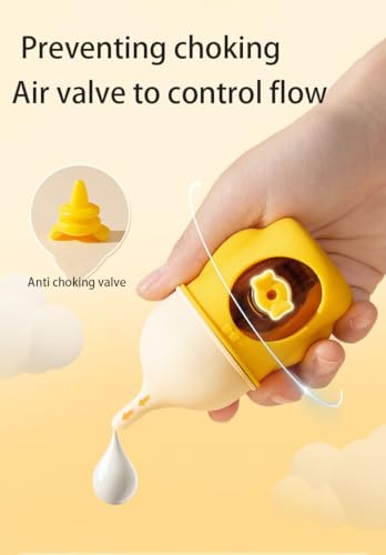 Pet Bottle, Silicone Feeding Nipple for Newborn Puppy Small Animal Bottle with Anti-Choking Valve, 20ml (Yellow)