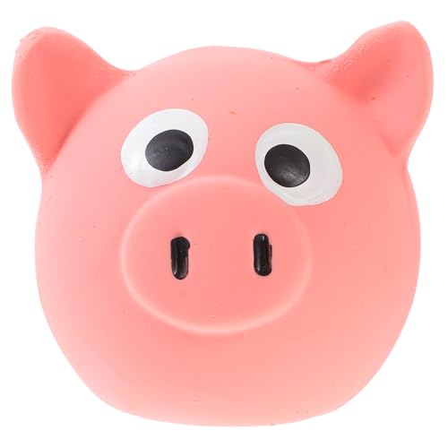BESPORTBLE Squeaky Pig Head Dog Chew Sturdy Bite-Resistant Puppy Play Ball Interactive Training for Small and Large Dogs Pink