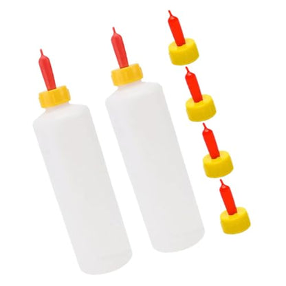 2sets Goat Calf Milk Feeding Bottles Sheep Milk Feeders Farm Small Calf Feeder Replaceable Nipples
