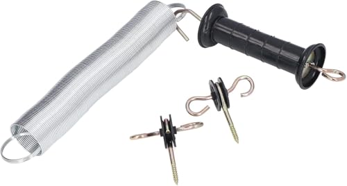 Electric Fence Gate Spring Set,Livestock Electric Fence Spring Gate Handles Kit with Handle Insulated Nail for Electronic Fence Spring Door System