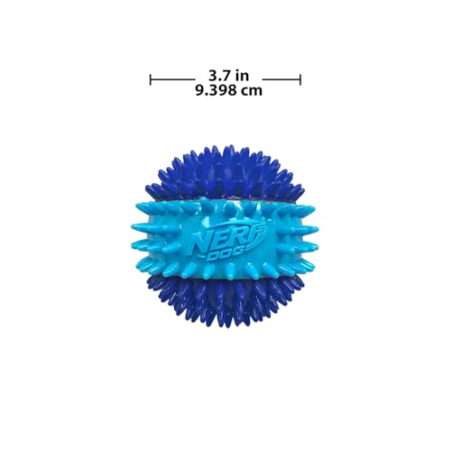 Nerf Dog 3.7in TPR 3-Part Spike Squeak Ball Dog Toy - Dark Blue/Light Blue - size: 3.7 inches (Pack of 1)