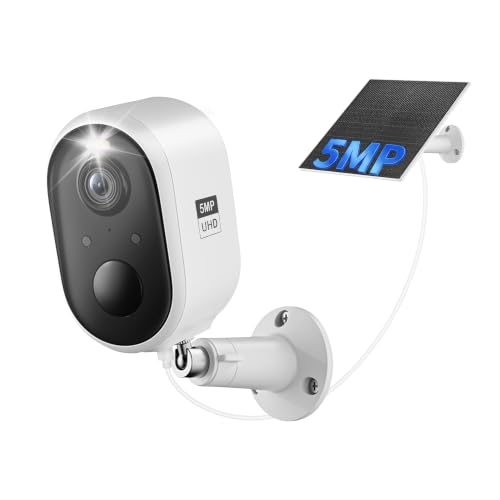 Solar Security Camera Outdoor Wireless, 5MP(3K) Color Night Vision, Battery Powered PIR Motion Detection,2.4GHz WiFi Cameras for Home Surveillance, Light and Sound Alarm, 2-Way Audio, Waterproof - style: 5MP 1 pack