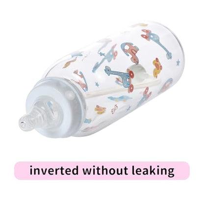 CutiePlusU Adult Glass Feeding Bottle Cute Printed Large Size Baby Bottles Rocking Fun 13.5Oz/400ML - color: Bottles Rocking