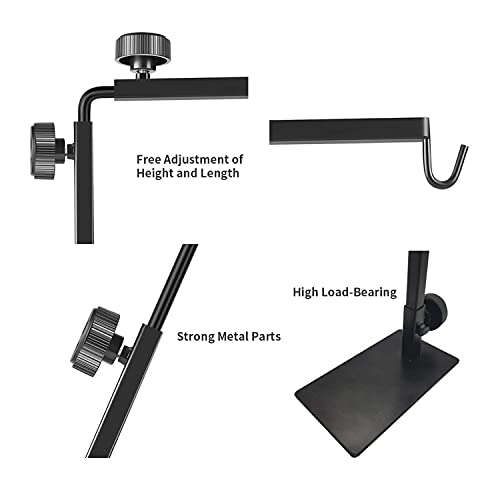 Reptile Lamp Stand, Adjustable 16-31 Inch Domes Heat Lamp Metal Bracket Floor Light Holder for Reptile Terrarium Lighting Heating Light and Dome lampshade, Large - size: Large (Pack of 1)