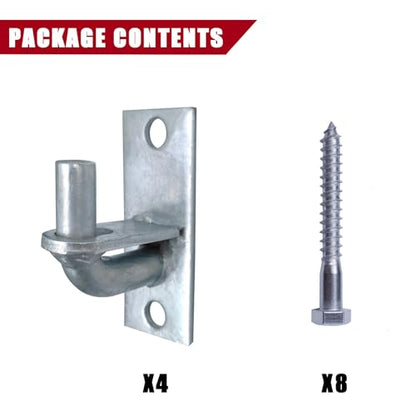 4 Pack Wall Mount Gate Hinges, Heavy Duty Chain Link Fence Gate Hinges with 5/8 Hinge Pin for Fences & Farm Gates, Silver - color: Silver-4pcs