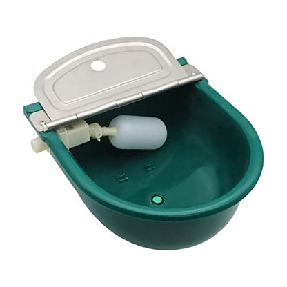Plastic Automatic Water Bowl with Stainless Steel lid, Livestock Waterer for Cattle Horse Goat Sheep Dog, Water Trough Bowl with Float Valve (No Pipe)