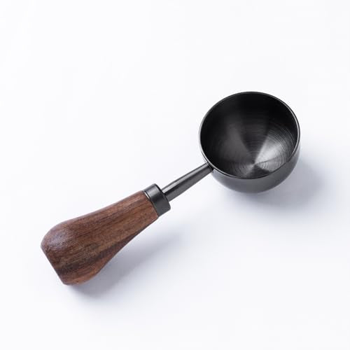 Retro Vintage Stainless Steel Coffee Scoop with Walnut Wood Handle, 10g Espresso Measure, 30ml Water Capacity (1, Gunmetal) - color: Gunmetal