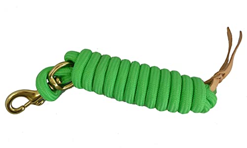 AJ Tack 9 Foot Nylon Lead Rope with Leather Popper - color: Lime Green