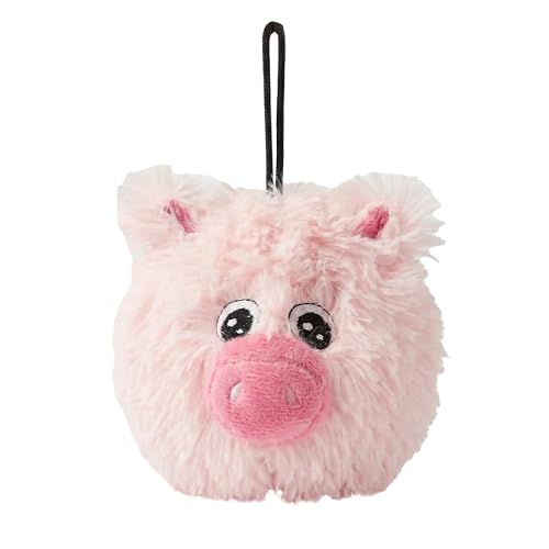 PetLou D.O.G'Z 4-inch EZ Squeaky Pig Dog Plush Toy,Durable Squeaks Bouncy Ball Dog Toy