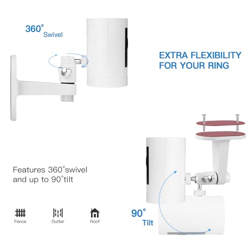 2Pack Adjustable Security Wall Mount Bracket for Ring Stick Up Cam & Ring Outdoor Cam Plus, Perfect View Angle for Your Surveillance Camera System - White - color: White