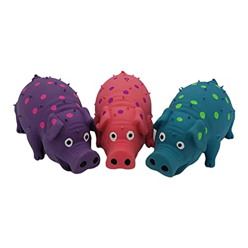 3 Pack Latex Pig Dog Toys that Oinks Dog Squeaky Toy for Small Medium Large Dogs (Red, Blue, Purple) - color: Red, Blue, Purple