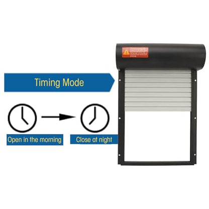 Automatic Chicken Coop Door, Solar Powered Timer Metal Poultry Door with LED Display Controller, for Chicken Duck Goose Farm Safety Equipment (Black) - color: Black
