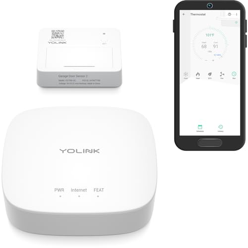 Smart Garage Door Sensor, YoLink 1/4 Mile World's Longest Range Wireless Garage Door Sensor Works with Alexa, IFTTT, Home Assistant, Android-iOS App, Open Reminder Home Security, YoLink Hub Included - color: White Sensor+White Hub